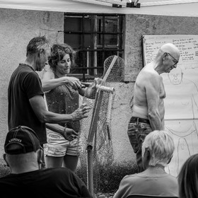 Conception et fabrication de Marcel Joli Coeur l'homme de l'Ouort, avec Barbara Fougnon, artiste plasticienne, dans le cadre de son projet de forêt d'hommes