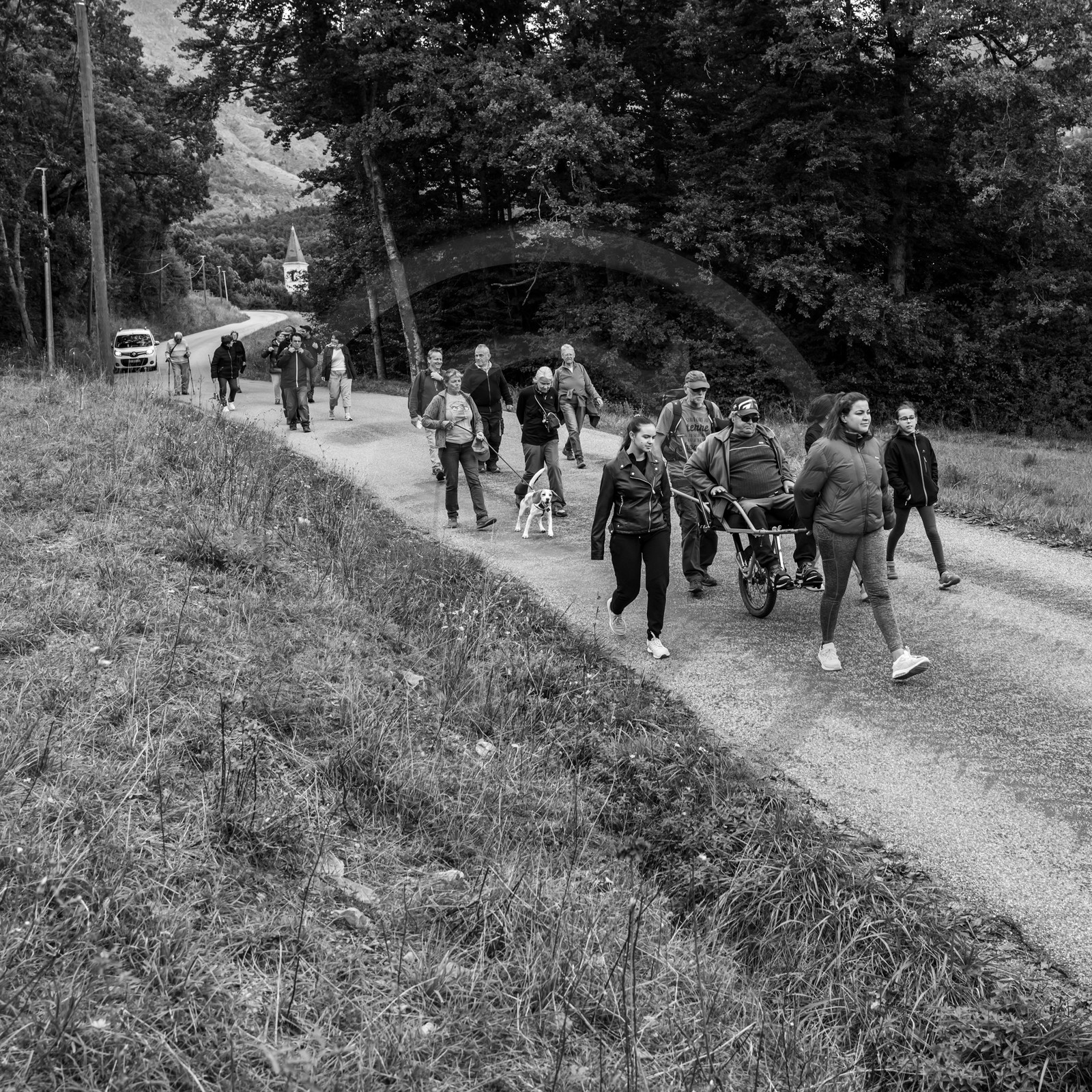 25 septembre 2024 : Promenade en joelette avec Bruno, accompagnateur en montagne et des élèves du lycée Sévigné de Gap