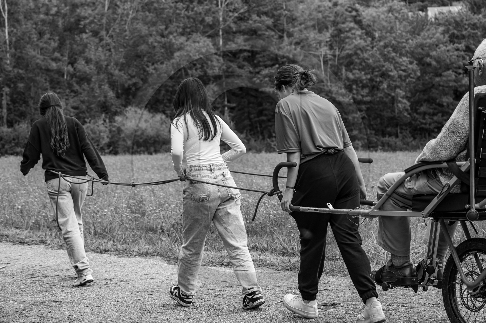 25 septembre 2024 : Promenade en joelette avec Bruno, accompagnateur en montagne et des élèves du lycée Sévigné de Gap