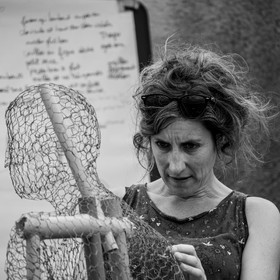 Conception et fabrication de Marcel Joli Coeur l'homme de l'Ouort, avec Barbara Fougnon, artiste plasticienne, dans le cadre de son projet de forêt d'hommes