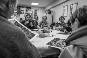 Broderies sur les photographies de Denis Lebioda, jeux, panneaux mon livre préféré, voyage en amérique latine de Claudine et Denis Meyer