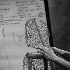 Conception et fabrication de Marcel Joli Coeur l'homme de l'Ouort, avec Barbara Fougnon, artiste plasticienne, dans le cadre de son projet de forêt d'hommes