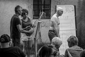 Conception et fabrication de Marcel Joli Coeur l'homme de l'Ouort, avec Barbara Fougnon, artiste plasticienne, dans le cadre de son projet de forêt d'hommes