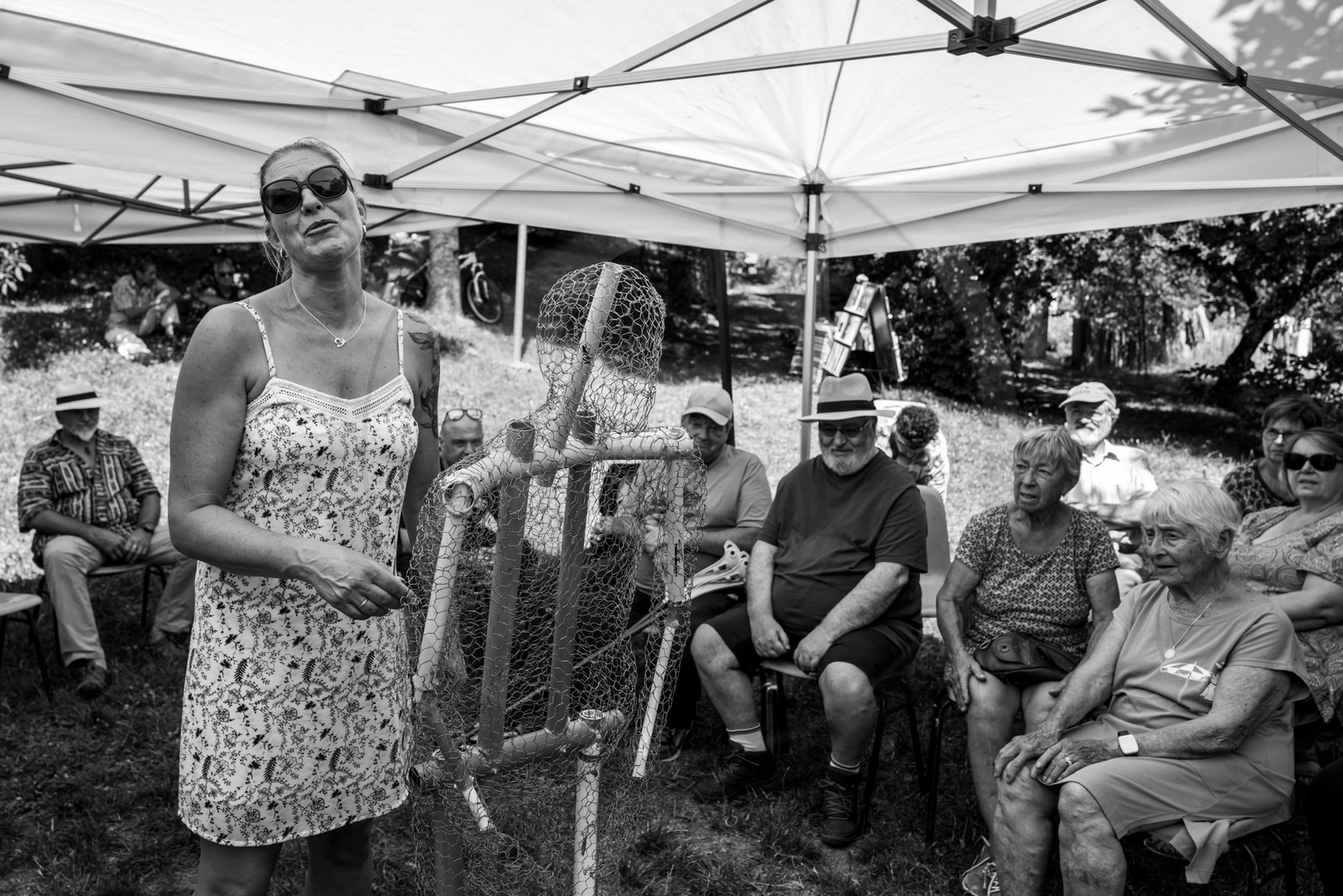 Conception et fabrication de Marcel Joli Coeur l'homme de l'Ouort, avec Barbara Fougnon, artiste plasticienne, dans le cadre de son projet de forêt d'hommes